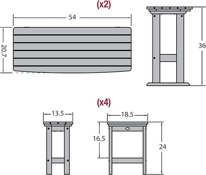 highwood Lehigh 6pc Counter Height Balcony Dining Set, Eucalyptus