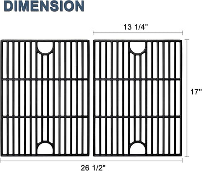 Grill Replacement Parts for Nexgrill 5 Burner 720-0888, 720-0888N, 720-0888S, 4 Burner 720-0830H, 17 Inch Cast Iron BBQ Grill Cooking Grates, Burner Tubes, Grill Heat Shields Plates, Grill Igniters.