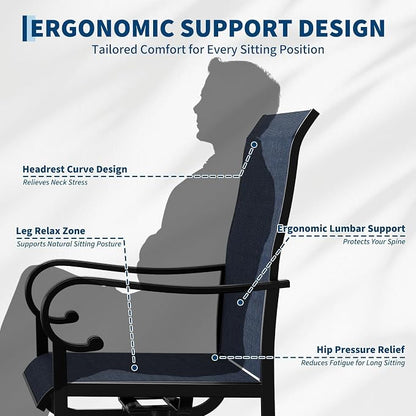 Patio Swivel Chair Set of 6, 360° Swivel & 15° Rocking High Back Outdoor Dining Chairs, All-Weather Metal Frame Patio Chairs for Backyard, Deck, Garden, Poolside Indoor Outdoor Use, Table Not Include