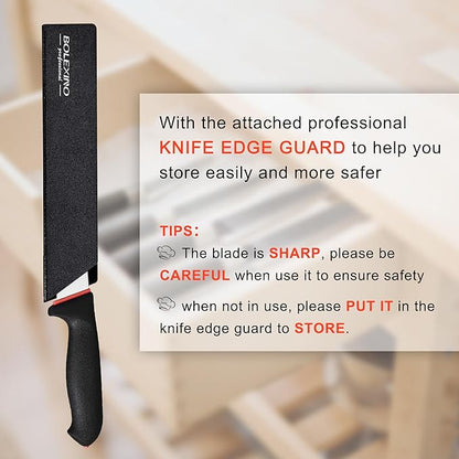 10-inch Curved Breaking Knife W/Sheath & SoftGrip Handle, Sharp Premium Butcher Knife Made of High Carbon Stainless Steel For Meat Cutting