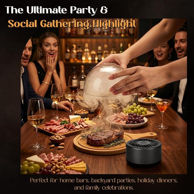 Umimile Electric Cocktail Smoker Kit, USB-C Rechargeable Torch-Free Whiskey Smoker for Cocktails and Food, Adjustable Smoke Control, Glass Cover, Wood Tray, 6 Wood Chips (5.91 inches)