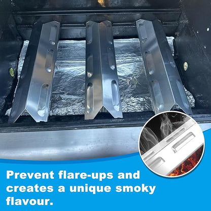 Grill Replacement Parts for Kenmore 3-Burner Gas Grills 146.23678310 146.29162310 146.23674310 146.23673310, Stainless Steel Heat Plates Grill Burners and Crossover Tube for Kenmore Accessories