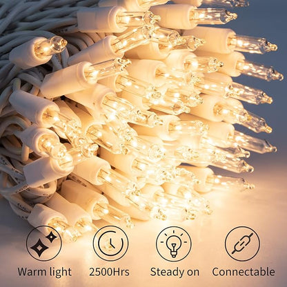 2 Pack 50 Count 10FT Christmas String Lights Clear Warm White Mini Lights | Plug Powered Waterproof for Indoor and Outdoor Use, for Christmas Tree Party, Wedding Holiday Patio Xmas Decorations