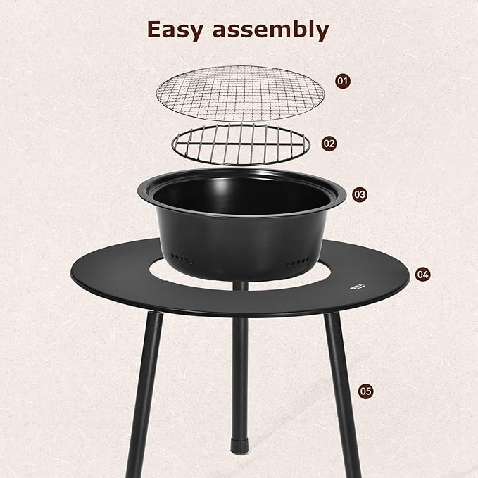 Barbecue Charcoal Grill,Folding Portable Dual use small bbq,Mini Outdoor Garden Barbecue Meat Rack for Backyard,Cooking,Camping and Parties (25.6IN)