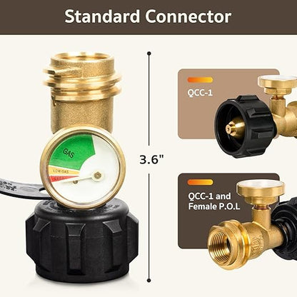 GASPRO Propane Tank Gauge Level Indicator, 3-Pack Brass Propane Gauges for 5-40 lb Tanks, QCC1/Type1 Compatible, Perfect for Gas Grill, Heater, Camping Stove