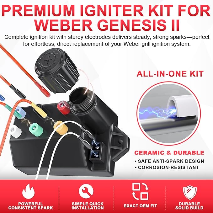 67532 Igniter 66220 Button Replacement for Weber Ignition Kit Weber GS4 Genesis II E-330 Parts Weber Genesis II E-335, Genesis 2 S-335, II S-345, Genesis 2 SE-330, Genesis 2 SE-335, II CE-330 Grills
