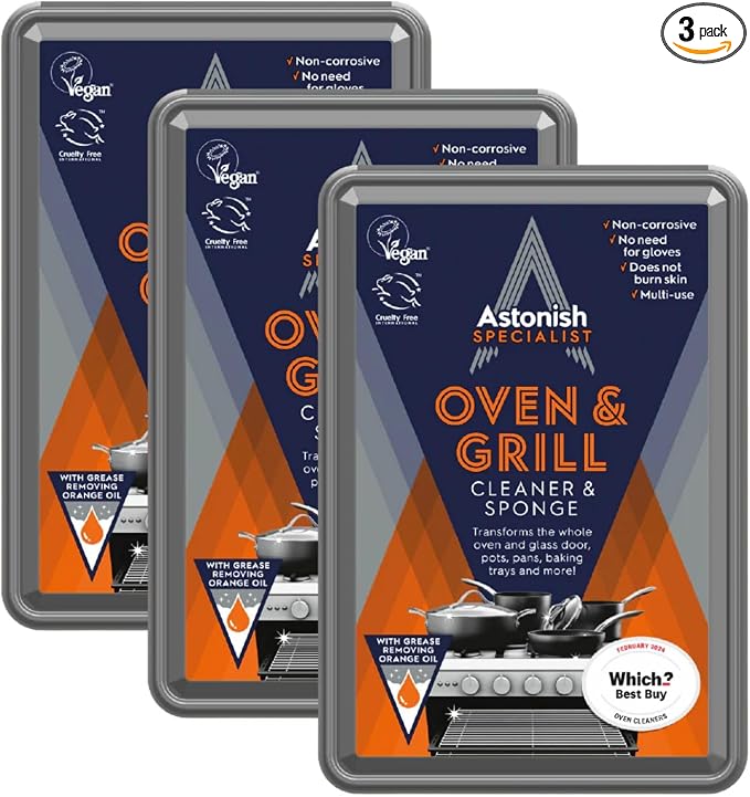 Astonish Oven & Grill Cleaner Paste with Sponge, Orange Oil 8.8oz 3 Pack