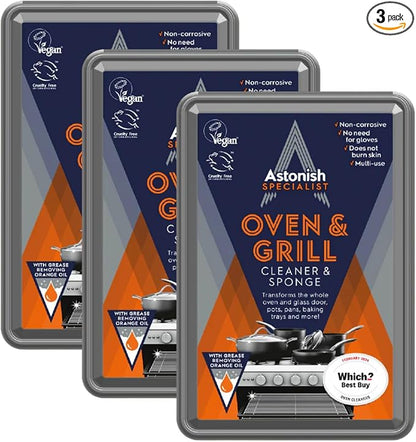 Astonish Oven & Grill Cleaner Paste with Sponge, Orange Oil 8.8oz 3 Pack