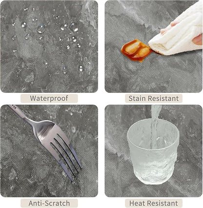 70x120inch Grey Marble Rectangle Table Cloth Abstract Marble Texture Polyester Tablecloth Stain Resistant and Wrinkle Free Table Cover for Kitchen Dining BBQ Picnic Camping Indoor Outdoor Use