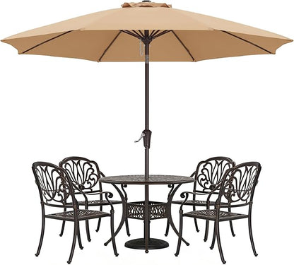 ABCCANOPY 10FT Patio Umbrella, Outdoor Waterproof Table Umbrella with Push Button Tilt and Crank, 8 Ribs UV Protection Pool Umbrella for Garden, Lawn, Deck & Backyard (Tan)