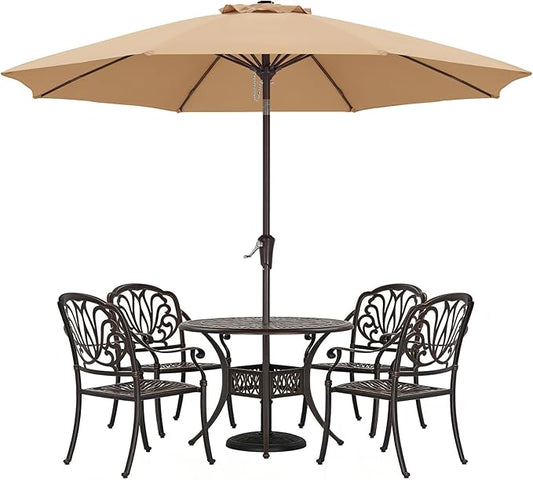 ABCCANOPY 11FT Patio Umbrella, Waterproof Table Umbrella with Push Button Tilt and Crank, 8 Ribs UV Protection Pool Umbrella for Garden, Lawn, Deck & Backyard (Khaki)