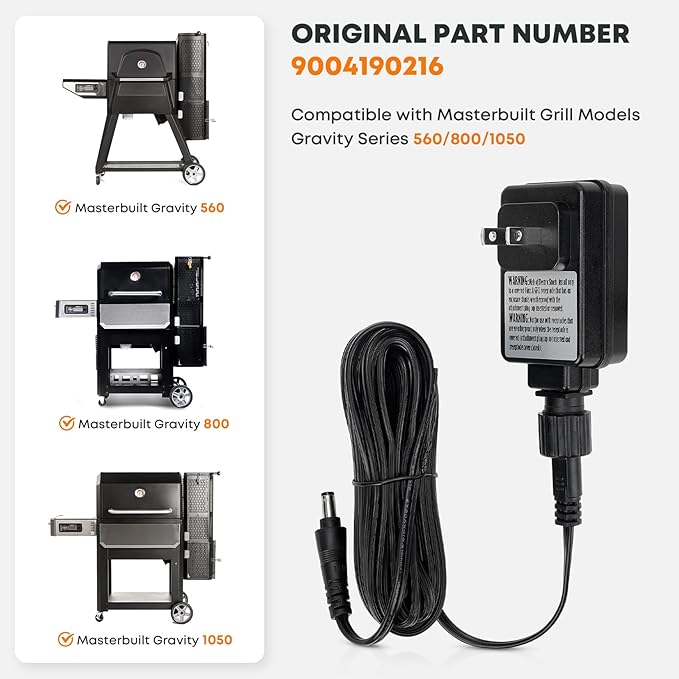 Stanbroil Power Adapter Replacement for Masterbuilt Gravity Series 560/800/1050 XL Digital Charcoal Grill, Part 9004190216