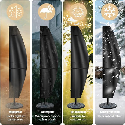 Patio Umbrella Covers for 11ft to 13ft Offset Umbrella, 600D Waterproof Outdoor Umbrella Cover, Cantilevered Offset Umbrella Cover All-Weather Protection with Sturdy Waterproof Zipper and Top Vent