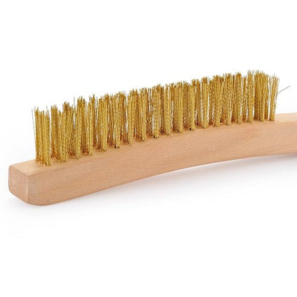 MAXMAN Brass Brush 2Pcs, 14" Soft Brass Bristle, Rust & Weld Cleaner | Wire Brushes for Cleaning Metal Rust, Beechwood Handle, for Metal Rust/Welds, Ideal for Delicate Surfaces, Large Size