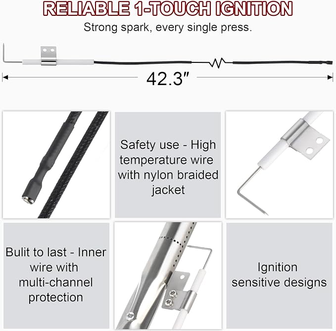 CANDANA Replacement Parts for Nexgrill 4 Burner 720-0830H 720-0830D 720-0783C 720-0783E 720-0958A, 17" Stainless Steel Grill Grate, Grill Burner, Heat Plate, Drip Pan, Igniters for 5 Burner 720-0888N