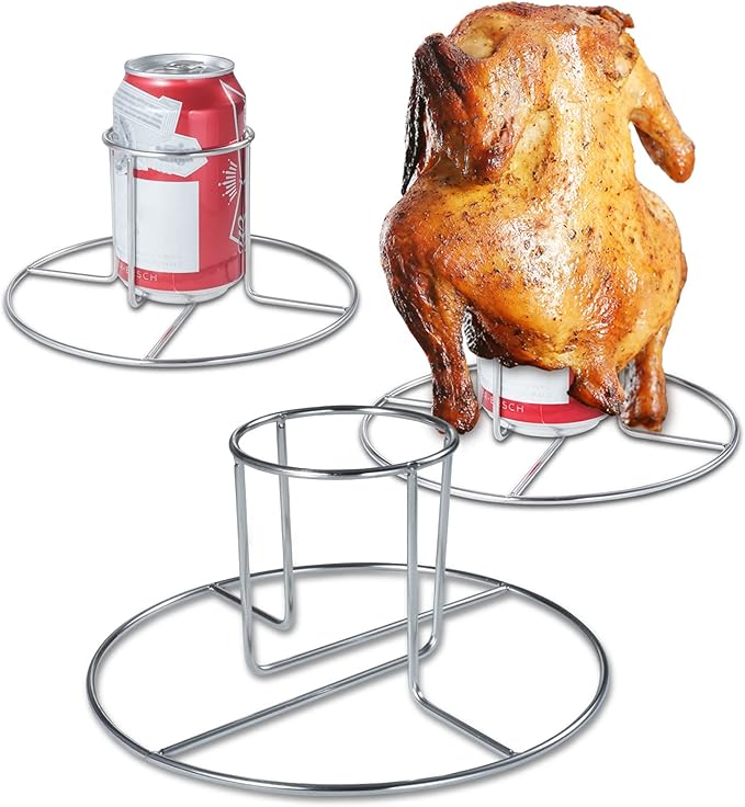 Beer Can Chicken Holder -2 pcs for Grill Oven Smoker Sturdy Stainless Steel Beer Butt Chicken Holder for Whole Chicken Roaster Easy to Use and Clean Chicken Rack for Tender and Juicy Chicken Turkey