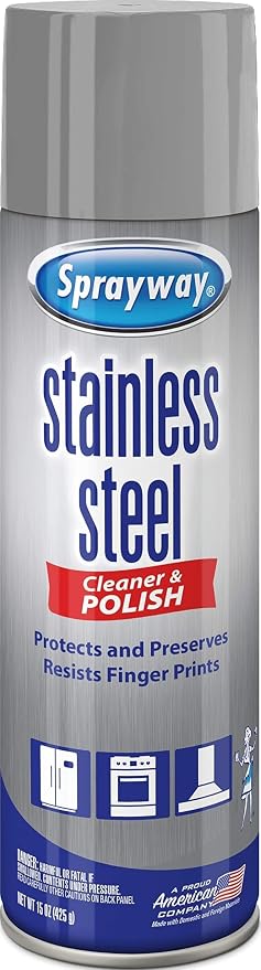 Sprayway Water-Based Stainless Steel Cleaner, 15 Fl Oz (Pack of 1) | Water-Based Formula | Streak-Free, No Residue, Cleans & Protects Appliances, Resists Fingerprints