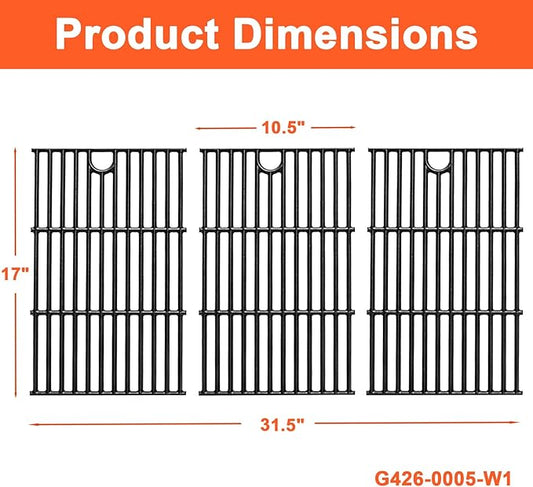 DELSbbq 17" Grill Grates for Charbroil Performance 6 Burner 463228622 463229021 463229521 463229521B 463284422, Cooking Grids for Charbroil Grills, Replacement Parts for G426-0005-W1, Cast Iron