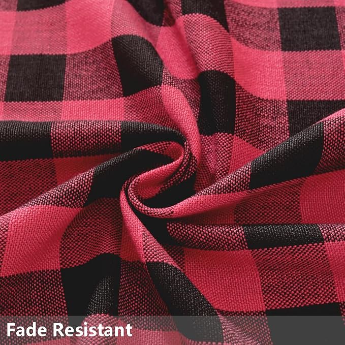 TruDelve Cotton Square Christmas Tablecloth Red and Black Checkered Cloth Tablecloths for Dining Table Cover (Red,60"x60",Square)