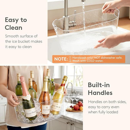 Lifewit 13L Plastic Ice Bucket for Parties, BPA Free | Large Capacity, Comfortable Handle, Drop-Resistant & Shatterproof PET Beverage Tub for Outdoor Cocktail, Mimosa & Soda Bar