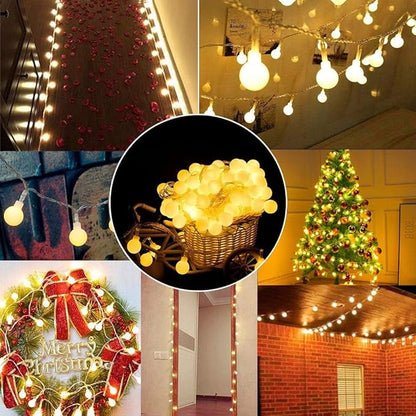 Globe String Lights Battery Operated Warm White ，Water Proof 1 Pack 33FT 80 LED Globe Fairy String Light 8 Modes with Remote Control, for Home, Party, Christmas, Wedding, Garden Decoration