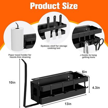 Griddle Caddy for Blackstone 17"/28"/36" Griddles/Prep Cart, Grill Caddy Blackstone Griddle Accessories Storage Organize with Paper Towel Holder & 4 Hooks for Outdoor BBQ Grill Accessories