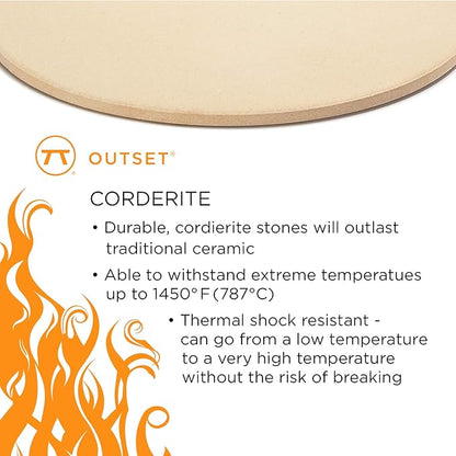 Outset Pizza Grill Stone Tiles For Oven and Grill, Set of 4 Baking Stones for Pizza, Bread & More