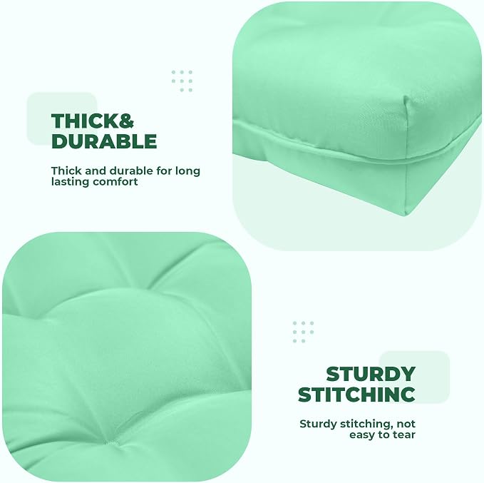 DANGHOOGY Wicker Chair Cushions, Waterproof Outdoor Loveseat Cushions for Patio Furniture, Tufted Wicker Furniture Cushions, 1 Loveseat and 2 U-Shaped Cushions, Cyan