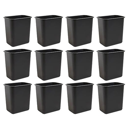 United Solutions 7.7 Gallon Trash Wastebasket, 12 Pack, Black, Under Desk | Slim 30.8-quart bins fit small spaces in offices, kitchens, dorms, and homes with an easy-to-clean design