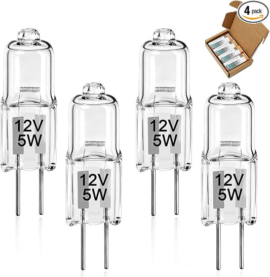 5W 12V Bulbs for BBQ Grill Clear White Light Bulbs Compatible with Bull Grills G4 Bi-Pin Replace#: 16532