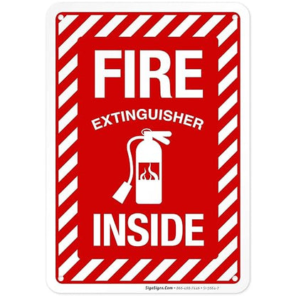 Fire Extinguisher Inside Sign, Fire Safety Sign, 10x7 Inches, 55 mil Thick HDPS, Made in USA
