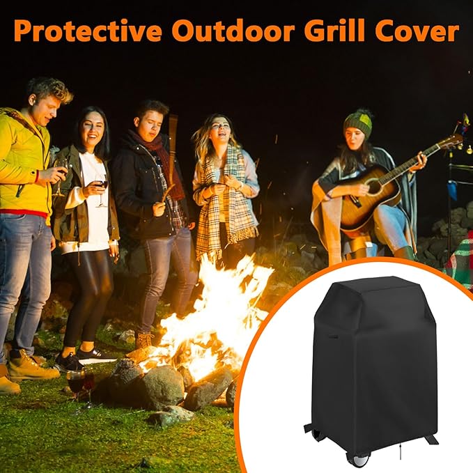 Grill Cover for Char-Griller Patio Pro Charcoal Grills and 3-in-1 Dual Fuel Grills, Outdoor Charcoal Grill Cover for DNKMOR Charcoal Outdoor BBQ and for Kendane Barrel Grill,32" x 23" x 40"