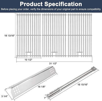 Criditpid Grill Repalcement Parts for Kitchen Aid 720-0826E 720-0709C 860-0003C, Grill Burner, Heat Plate, Igniter & Cooking Grates for Jenn Air Grill Parts 720-0727 740-0711.