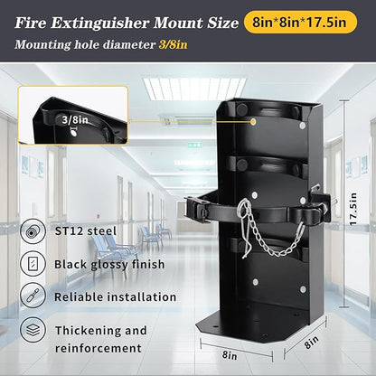 𝙐𝙥𝙜𝙧𝙖𝙙𝙚 Heavy Duty Fire Extinguisher Bracket，Wall Mount Fire Extinguisher Holder-St12 Steel, Fit 30 lb Dry/20 lb CO2 Extinguisher for School Boat Truck Replace amerex 811, 3-Yr Service
