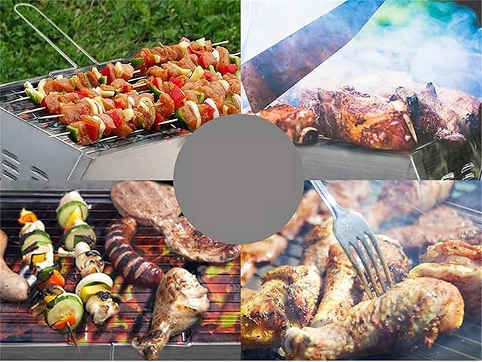 Portable Charcoal Grill for Camping BBQ, Outdoor Barbecue Grill with Stainless Steel Folding Rack, Camping Stove for Patio Picnic, Charcoal Grill BBQ Cooker for 3-5 Persons