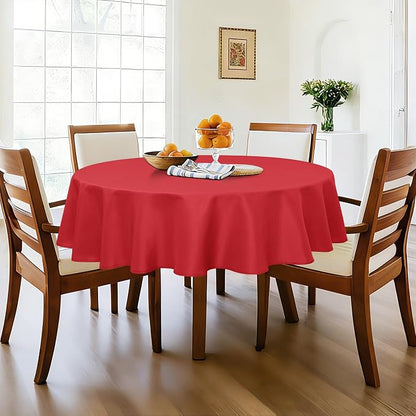 DWCN Round Tablecloth 70 Inch - Waterproof & Stain Resistant Spillproof Washable Polyester Fabric for Dining Room Kitchen, Dining, Party, Weddings and Restaurants, Red