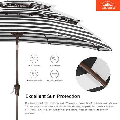 ABCCANOPY 5-Year 10-Year No Fading 9FT 3 Tiers Patio Umbrella, Outdoor Table Umbrella with 8 Sturdy Ribs for Deck, Backyard, Garden, Yard