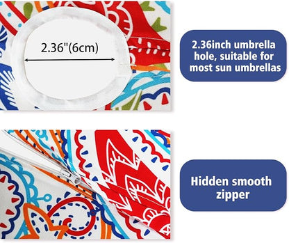 Outdoor Tablecloth with Umbrella Hole Elegant Zipper Patio Table Cloth for Outdoor Patio Garden Yard Decor