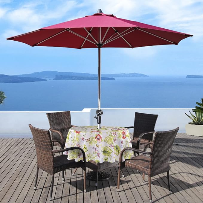 UMINEUX 60" Outdoor Round Tablecloth with Umbrella Hole and Zipper | Spring/Summer Waterproof Round Patio Table Cover for Picnic/BBQ/Garden, Butterfly