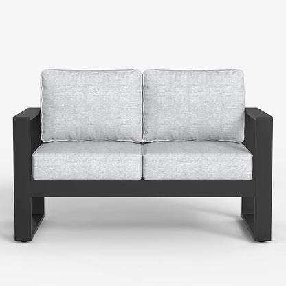 LayinSun Outdoor Patio Aluminum Loveseat, Metal Modern 2-Seat Sofa with Washable Thick Cushions