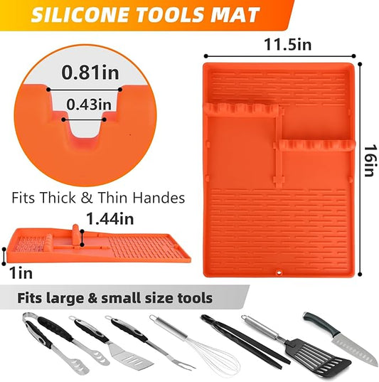 Silicone Griddle Mat Barbeque,Grill Accessories Tools for Blackstone,Blackstone Griddle Accessories,Grill Side Shelf Mat,Spatula Mat for Griddle for Kitchen,Cooking,Countertop（Orange）
