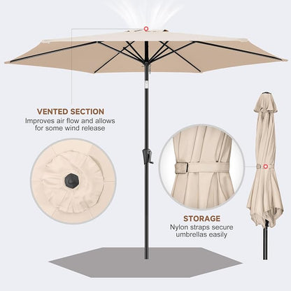 10 ft Patio Umbrella Outdoor with Push Button Tilt, Beige | UV Protection, Waterproof, Large Porch Deck Umbrella for Pool, Table, Garden, Backyard, Provides Shade