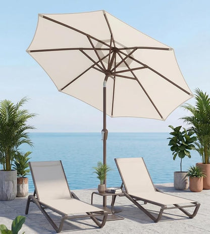 10FT Patio Umbrella, Outdoor Umbrella with Push Button Tilt and Crank, 8 Sturdy Ribs, UV Protection & Waterproof Market Umbrella for Pool, Backyard, Beach,Deck