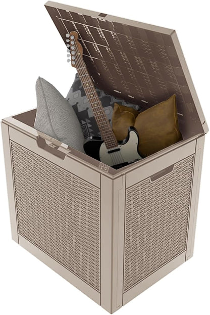 ROJIK Outdoor Storage Housing Deck Box-Waterproof Patio Furniture,Garden Tools,Cushions,Pool Accessories Storage Waterproof Resin Box with Capacity (30 Gal & Grey)