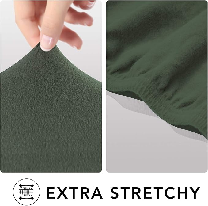 PureFit Stretch Couch Covers for Sofa 4 Seater Slipcovers Grayish Green | 1-Piece Sofa Cover Washable Soft Couch protector, Couch Slipcover with Non Skid Foam and Elastic Bottom for Kids, Dogs