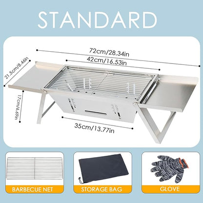 Foldable Charcoal Grill - Stainless Barbecue Stove | Stainless Portable BBQ Grill Thickened Barbecue For Camping, Easy Setup