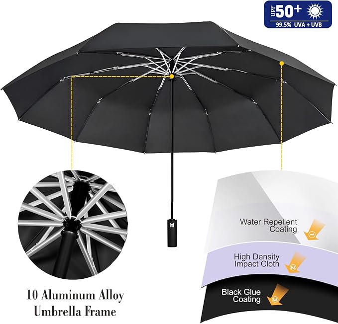 XLINGZA UPF 50+ Beach Umbrella with Adjustable Universal Clamp