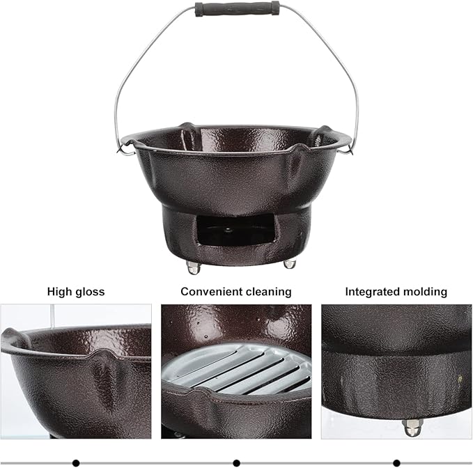 Portable Charcoal Grill Cast Iron: Tabletop Charcoal BBQ Portable Grill Stove Barbecue Burner 1 Set Coffee