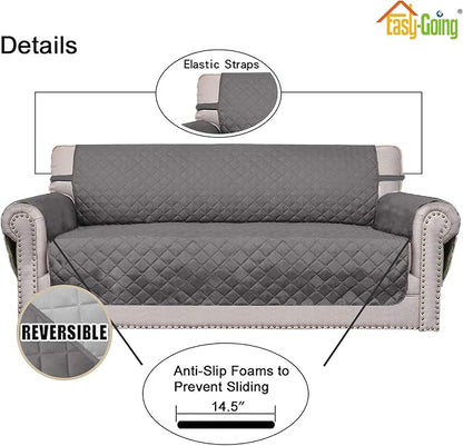 Easy-Going Sofa Slipcover Reversible Loveseat Sofa Cover Couch Cover for 2 Cushion Couch Furniture Protector with Elastic Straps for Pets Kids Dog Cat (Oversized Loveseat, Gray/Light Gray) | Oversized Loveseat Slipcover For Dogs, Water Resistant Mat, L...