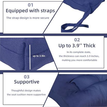 Outdoor Wicker Chair Cushions Set of 2 Solid Fluffy Patio Chair Cushion High Back Waterproof Patio Rocking Chair Replacement Pads for Outdoor Furniture Dark Grey 41.7"*20.8"*3.9"